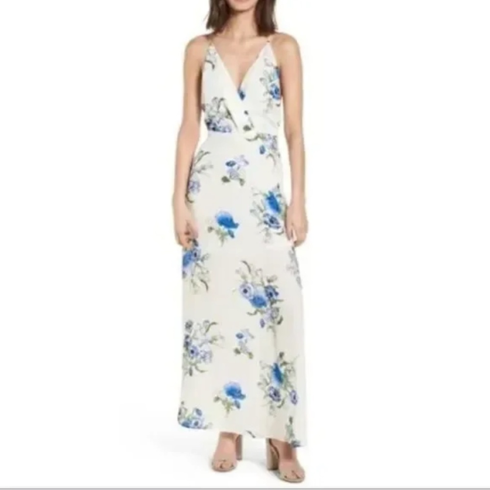 White and Cream Sleeveless Maxi Sundress for Wedding Guest